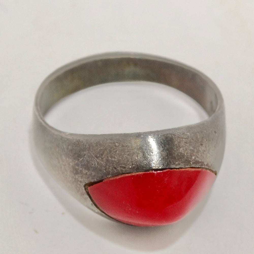 1950s Silver Synthetic Ruby Ring