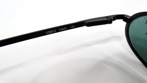 1990s Giorgio Armani Blue Tinted Black Metal Skinny Oval Sunglasses