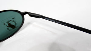 1990s Giorgio Armani Blue Tinted Black Metal Skinny Oval Sunglasses