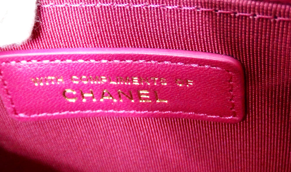 Chanel Fuchsia Quilted Lambskin Mini Vanity Bag With Chain