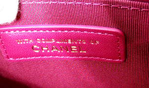Chanel Fuchsia Quilted Lambskin Mini Vanity Bag With Chain