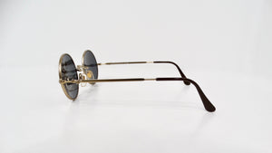 1990s Emporio Armani Black Round Frame Gold-Tone Metal Sunglasses