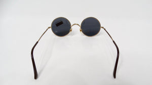 1990s Emporio Armani Black Round Frame Gold-Tone Metal Sunglasses