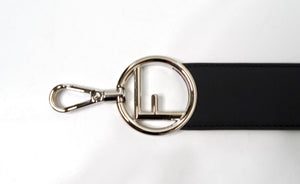 Fendi Black Leather Two-Toned Logo Small Bag Strap