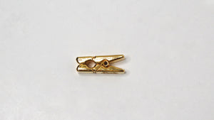 1990s Celine Small Gold-Tone Clothespin Style Tie Clip