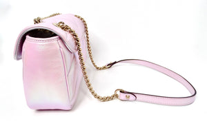 Gucci Pink Iridescent Nappa Chevron Matelasse GG Shoulder Bag