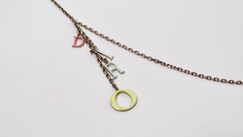 Christian Dior Colorful Logo Charm Double-Strand Chain Necklace