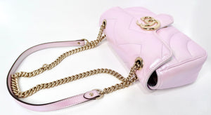 Gucci Pink Iridescent Nappa Chevron Matelasse GG Shoulder Bag