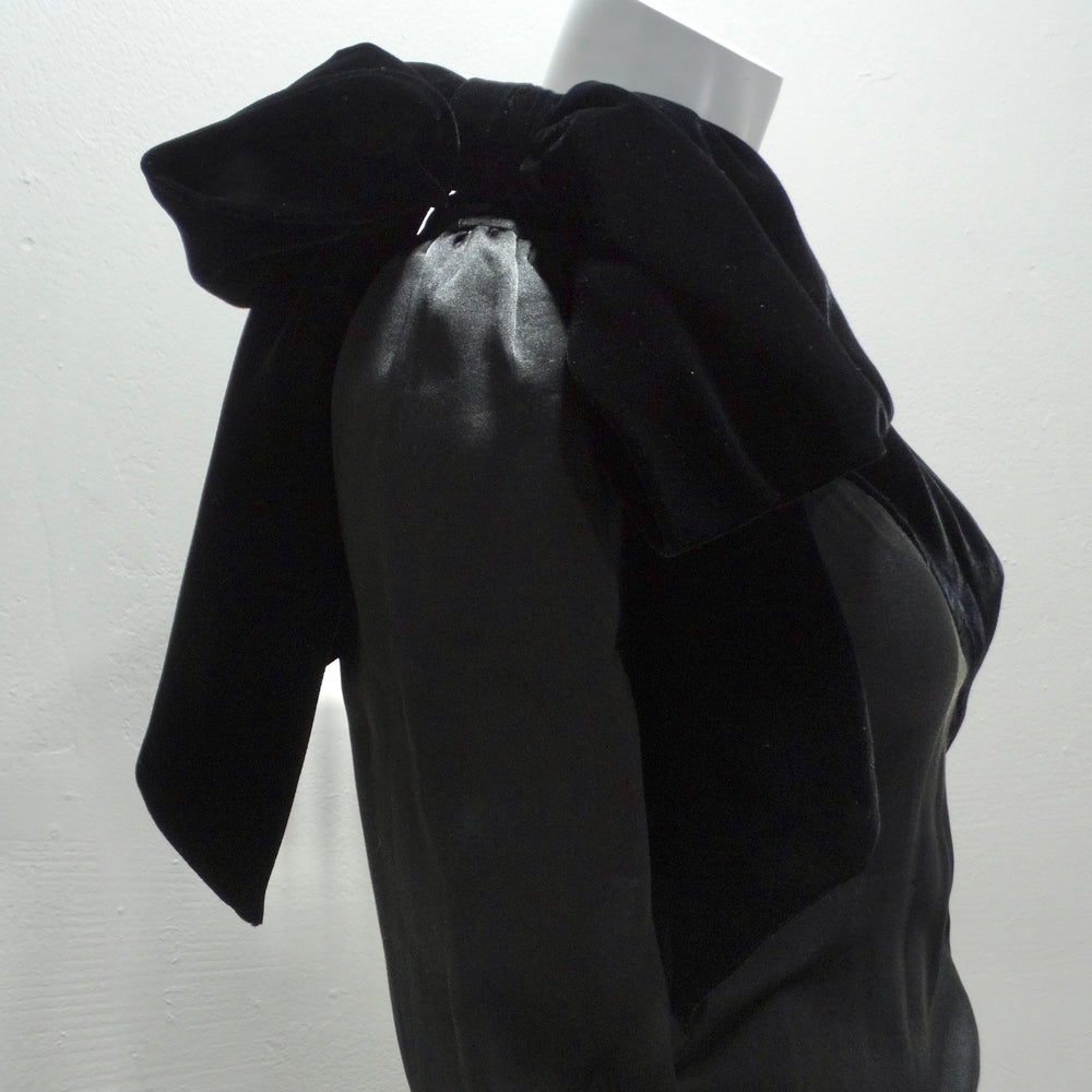 Lanvin Haute Couture 1980s Velvet Bias Cut Black Gown