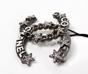 Chanel Crystal Star Interlocking CC Ruthenium Brooch 2022