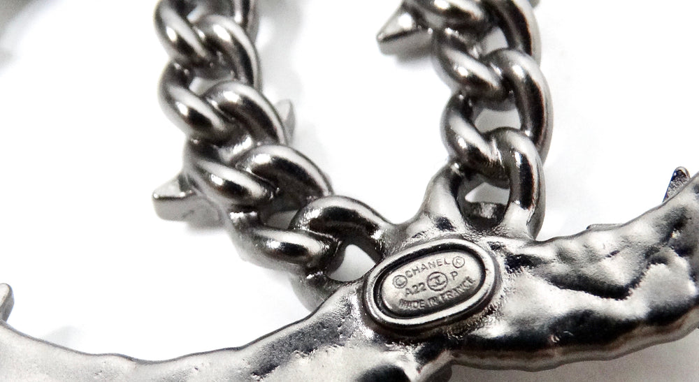 Chanel Crystal Star Interlocking CC Ruthenium Brooch 2022