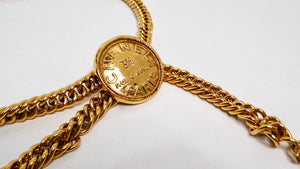 1990s Chanel Gold-Tone 31 Rue Cambon Medallion Chain Belt