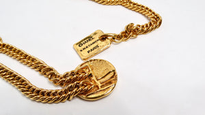 1990s Chanel Gold-Tone 31 Rue Cambon Medallion Chain Belt