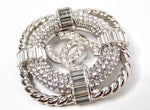 Chanel Crystal Interlocking CC Lifesaver Silver-Tone Brooch 2019