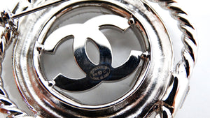 Chanel Crystal Interlocking CC Lifesaver Silver-Tone Brooch 2019