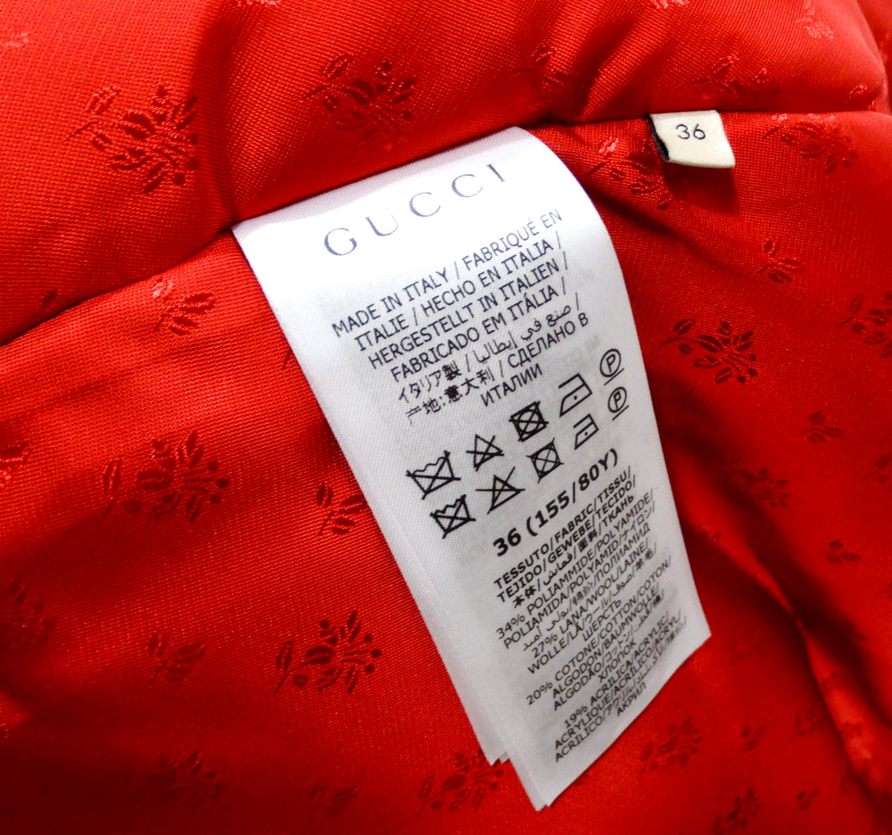 2022 Gucci Tweed Plaid Hooded Jacket With Gold-Tone Buttons