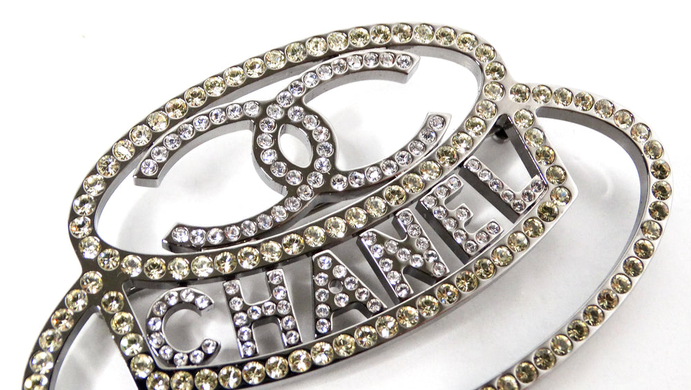 Chanel Crystal Silver-Tone Hat Brooch 2017