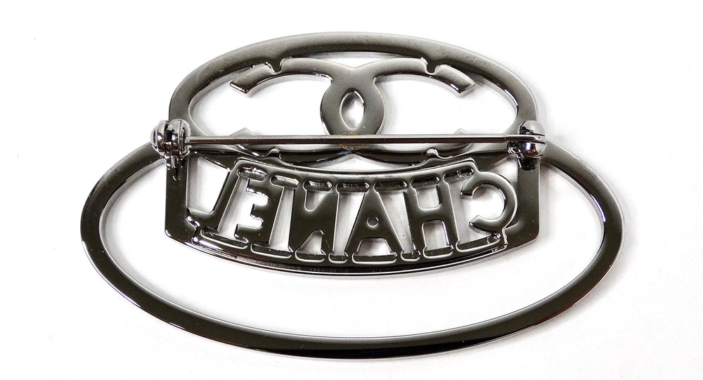 Chanel Crystal Silver-Tone Hat Brooch 2017