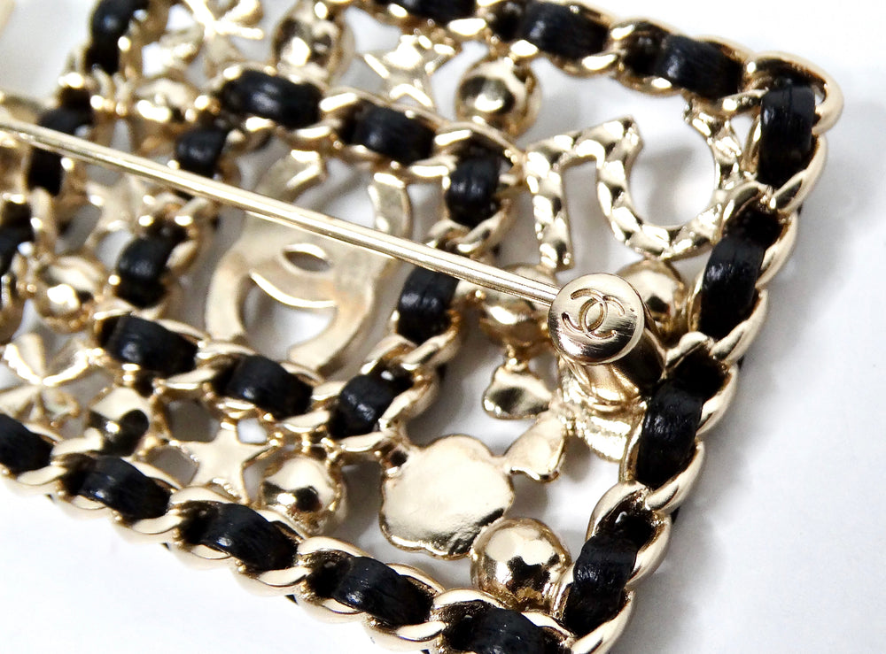 Chanel Crystal Black Leather No. 5 Perfume Bottle Style Brooch 2020
