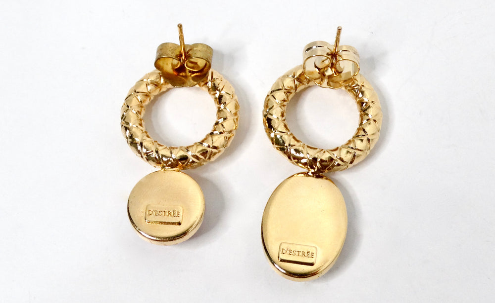 Destree 18k Gold-Plated Costume Gemstone Asymmetrical Drop Earrings