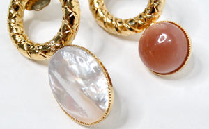 Destree 18k Gold-Plated Costume Gemstone Asymmetrical Drop Earrings