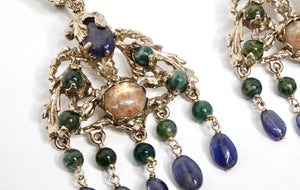 Goosens Paris Ornate Multicolor Gemstone Dangle Earrings