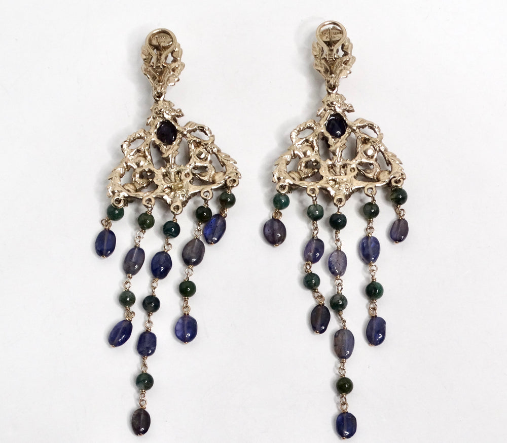 Goosens Paris Ornate Multicolor Gemstone Dangle Earrings
