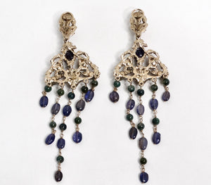 Goosens Paris Ornate Multicolor Gemstone Dangle Earrings