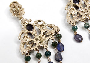 Goosens Paris Ornate Multicolor Gemstone Dangle Earrings