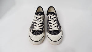 2020 Chanel Black & White Printed Fabric Low Top Sneakers