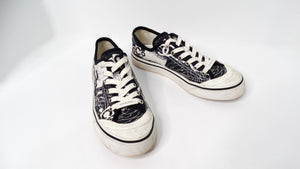 2020 Chanel Black & White Printed Fabric Low Top Sneakers