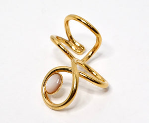 Destree 18k Gold-Plated Costume Gemstone Double Wrap Ring