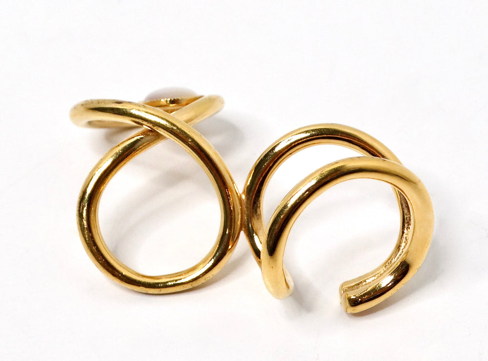 Destree 18k Gold-Plated Costume Gemstone Double Wrap Ring