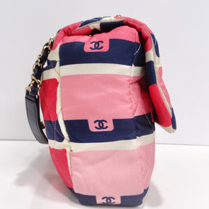 Chanel 2021 Jumbo Print Graphic Pink Black Quilted Flap Shoulder Bag