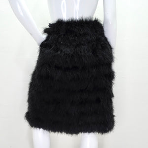 1960s Saks Fifth Avenue Black Marabou Feather Midi Skirt