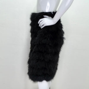 1960s Saks Fifth Avenue Black Marabou Feather Midi Skirt
