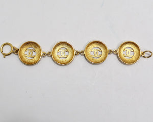 Chanel 1980s Gold Metal Medallion Coin CC Link Bracelet