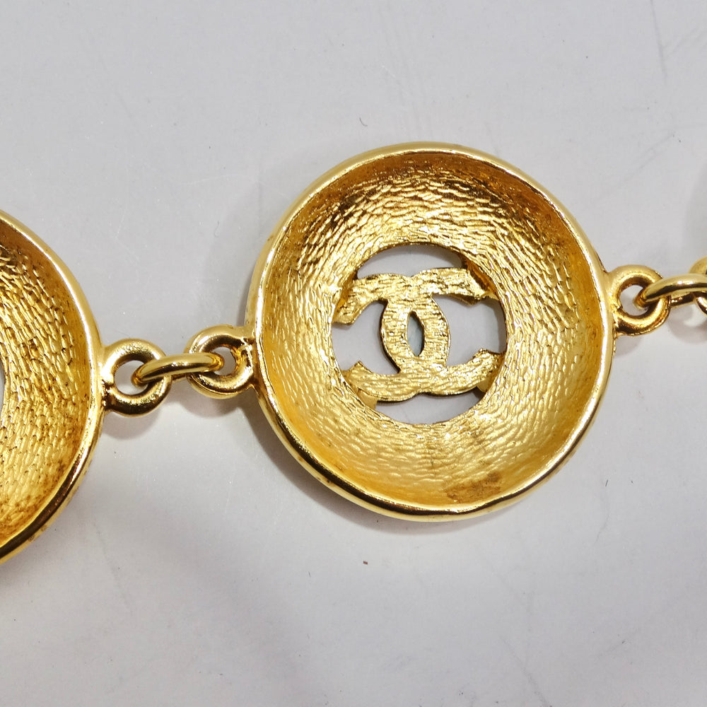 Chanel 1980s Gold Metal Medallion Coin CC Link Bracelet