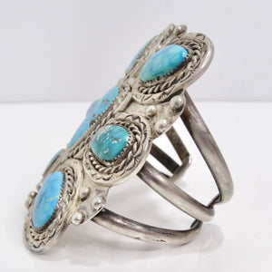 1970s Silver Turquoise Cuff Bracelet