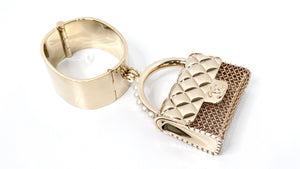 Chanel Gold-Tone Purse Charm Cuff Bracelet 2021