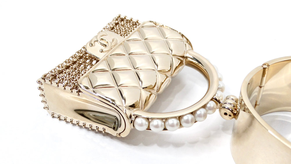 Chanel Gold-Tone Purse Charm Cuff Bracelet 2021