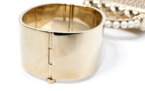 Chanel Gold-Tone Purse Charm Cuff Bracelet 2021
