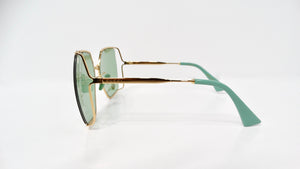Gucci Oversized Green With Gold-Tone Metal Frame GG Logo Sunglasses