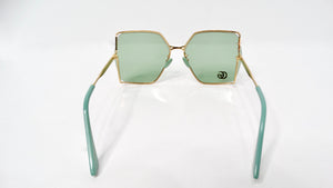 Gucci Oversized Green With Gold-Tone Metal Frame GG Logo Sunglasses