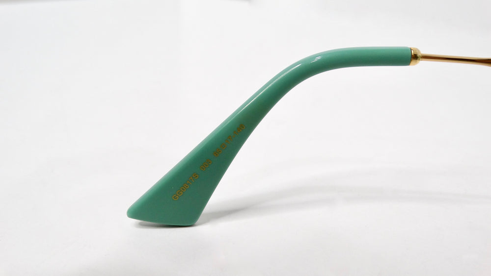 Gucci Oversized Green With Gold-Tone Metal Frame GG Logo Sunglasses