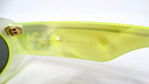 Gucci Fluorescent Neon Yellow Acetate Rectangular Tinted Sunglasses