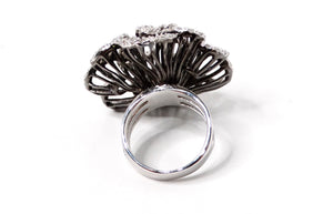 Swarovski Crystal Flower Style 925 Silver Cocktail Ring