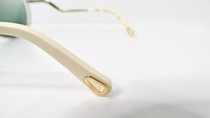 Chloe Round Oversized Green Gradient Gold-Tone Metal Frame Sunglasses