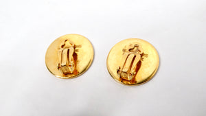 Hermes Paris "Clou de Selle" Gold-Tone Button Motif Clip-On Earrings