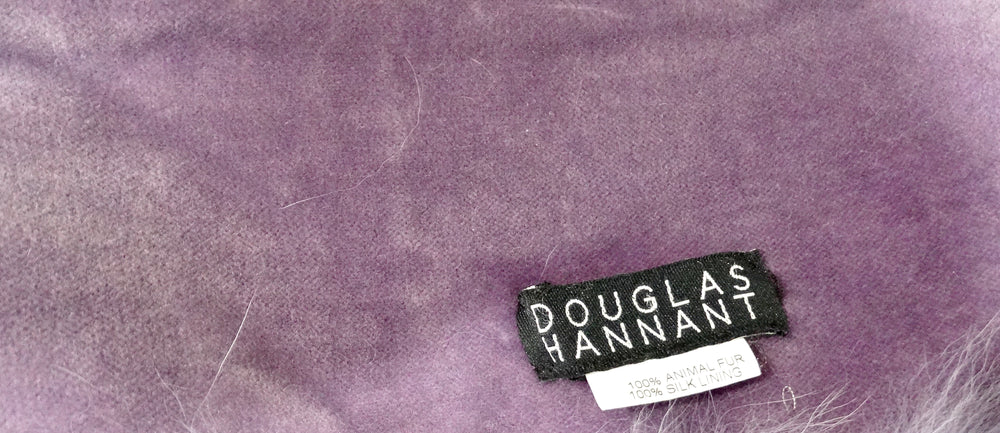 Douglas Hannant Purple Fox Fur & Silk Scarf circa 1990s